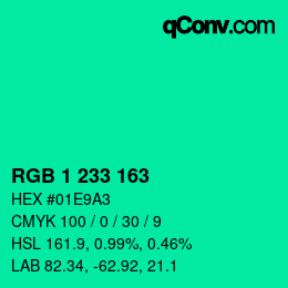 Color code: RGB 1 233 163 | qconv.com