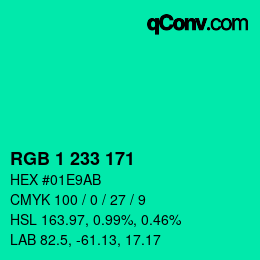 Color code: RGB 1 233 171 | qconv.com