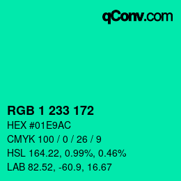 Farbcode: RGB 1 233 172 | qconv.com