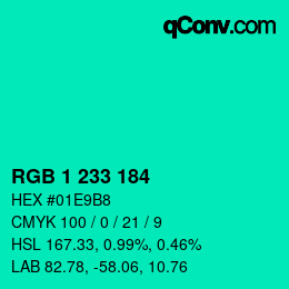 Color code: RGB 1 233 184 | qconv.com