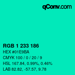 Color code: RGB 1 233 186 | qconv.com