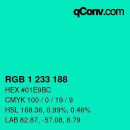 カラーコード: RGB 1 233 188 | qconv.com