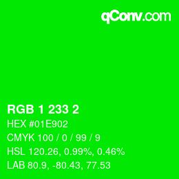 Color code: RGB 1 233 2 | qconv.com