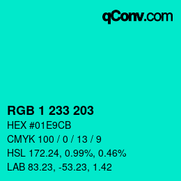 カラーコード: RGB 1 233 203 | qconv.com
