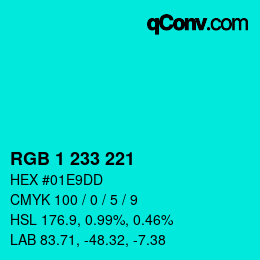 カラーコード: RGB 1 233 221 | qconv.com