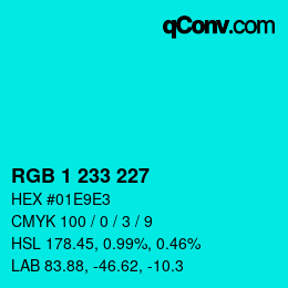 カラーコード: RGB 1 233 227 | qconv.com