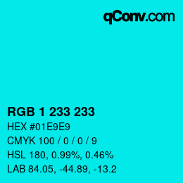 カラーコード: RGB 1 233 233 | qconv.com