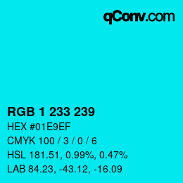 カラーコード: RGB 1 233 239 | qconv.com