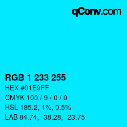 カラーコード: RGB 1 233 255 | qconv.com