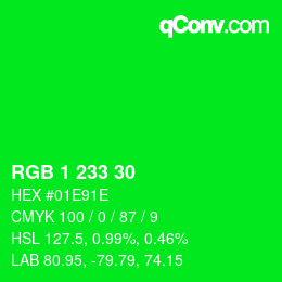 Color code: RGB 1 233 30 | qconv.com