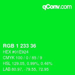 Color code: RGB 1 233 36 | qconv.com