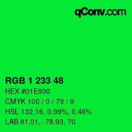 Color code: RGB 1 233 48 | qconv.com