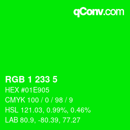 カラーコード: RGB 1 233 5 | qconv.com