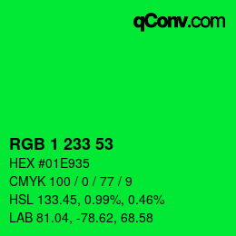 Color code: RGB 1 233 53 | qconv.com