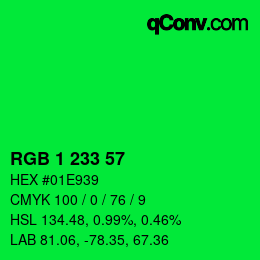 Color code: RGB 1 233 57 | qconv.com