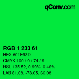 Color code: RGB 1 233 61 | qconv.com