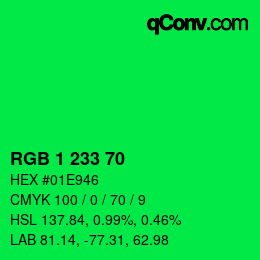 Color code: RGB 1 233 70 | qconv.com