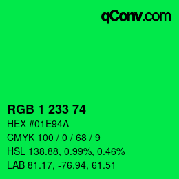 Color code: RGB 1 233 74 | qconv.com