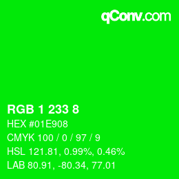 Color code: RGB 1 233 8 | qconv.com