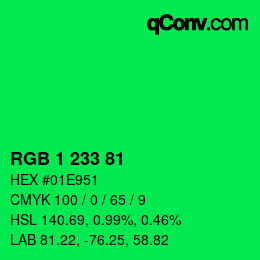 カラーコード: RGB 1 233 81 | qconv.com