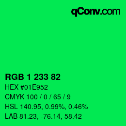 Color code: RGB 1 233 82 | qconv.com