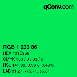 Color code: RGB 1 233 86 | qconv.com