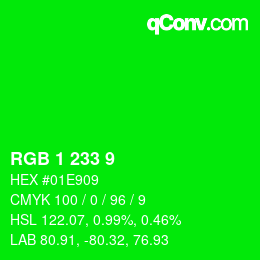 Color code: RGB 1 233 9 | qconv.com