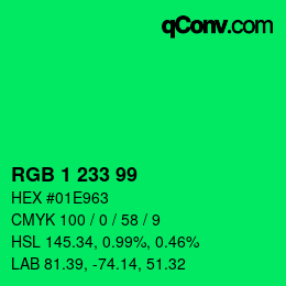 Color code: RGB 1 233 99 | qconv.com