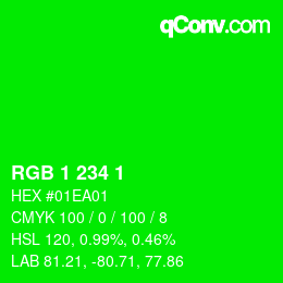Color code: RGB 1 234 1 | qconv.com
