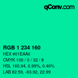 Color code: RGB 1 234 160 | qconv.com