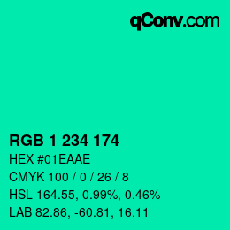 Color code: RGB 1 234 174 | qconv.com