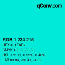 Color code: RGB 1 234 215 | qconv.com