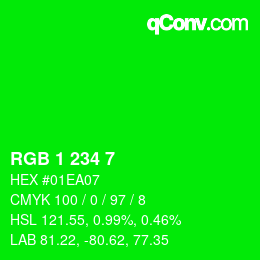 Color code: RGB 1 234 7 | qconv.com