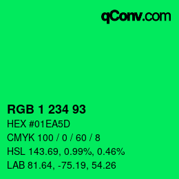 Color code: RGB 1 234 93 | qconv.com