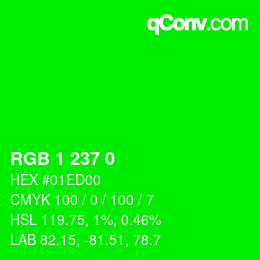 Color code: RGB 1 237 0 | qconv.com