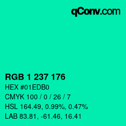 カラーコード: RGB 1 237 176 | qconv.com