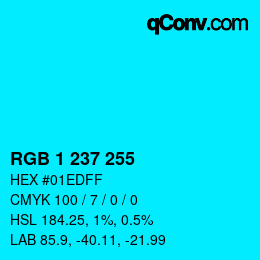 颜色代码: RGB 1 237 255 | qconv.com