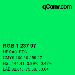 Color code: RGB 1 237 97 | qconv.com