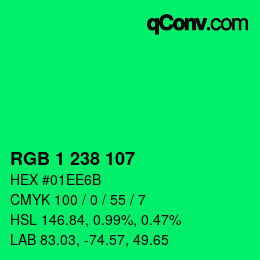 Color code: RGB 1 238 107 | qconv.com