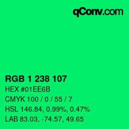 Color code: RGB 1 238 107 | qconv.com