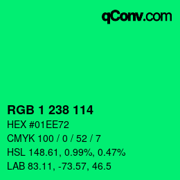 Color code: RGB 1 238 114 | qconv.com