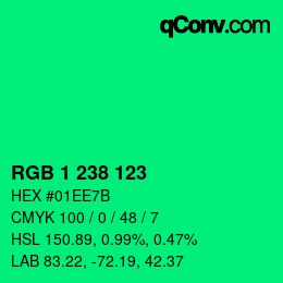 Color code: RGB 1 238 123 | qconv.com