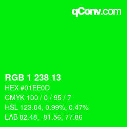 Color code: RGB 1 238 13 | qconv.com