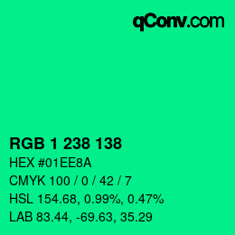 Color code: RGB 1 238 138 | qconv.com