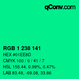Color code: RGB 1 238 141 | qconv.com