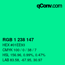 Color code: RGB 1 238 147 | qconv.com