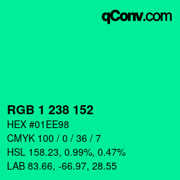 Color code: RGB 1 238 152 | qconv.com