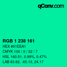 Color code: RGB 1 238 161 | qconv.com