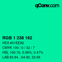 カラーコード: RGB 1 238 162 | qconv.com