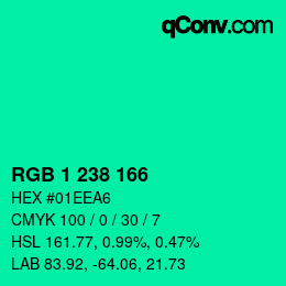 カラーコード: RGB 1 238 166 | qconv.com